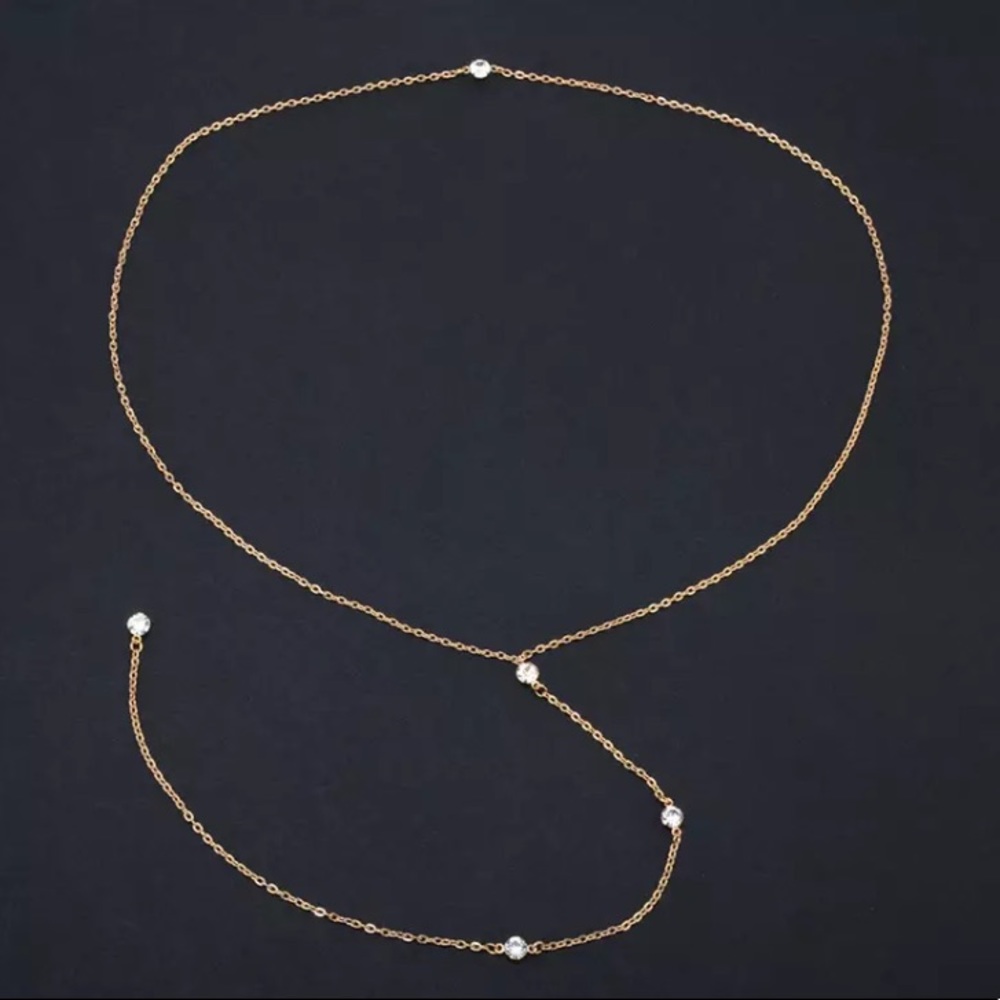 ⚜️𝟯𝟬%𝗢𝗙𝗙 𝗯𝘂𝗻𝗱𝗹𝗲𝘀 𝟯+⚜️ NEW Long Gold Drop Body Chain - Picture 3 of 10
